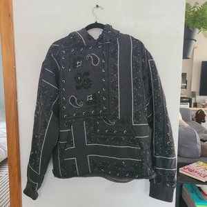 Paisley print grey hoodie sweatshirt